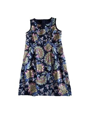 Talbots Dress Womens 14 Paisley Cotton Sheath Sleeveless Lined Knee Length Offic